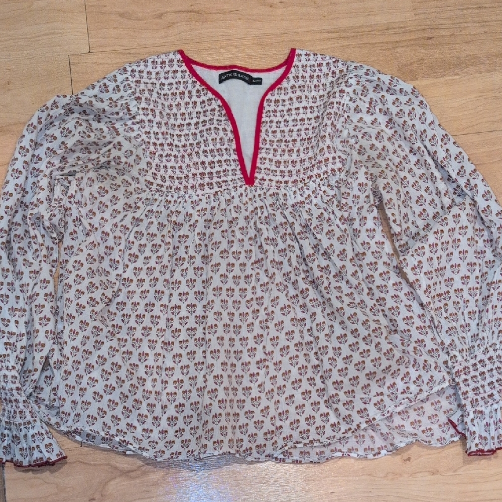 Antik Batik Patterned Blouse - White and Red